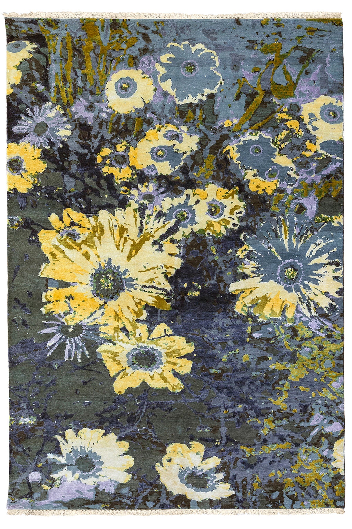 YELLOW EVERLASTINGS BAMBOO SILK WOOL RUG