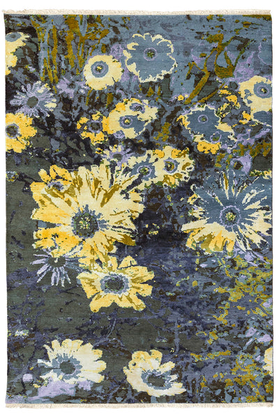 YELLOW EVERLASTINGS BAMBOO SILK WOOL RUG